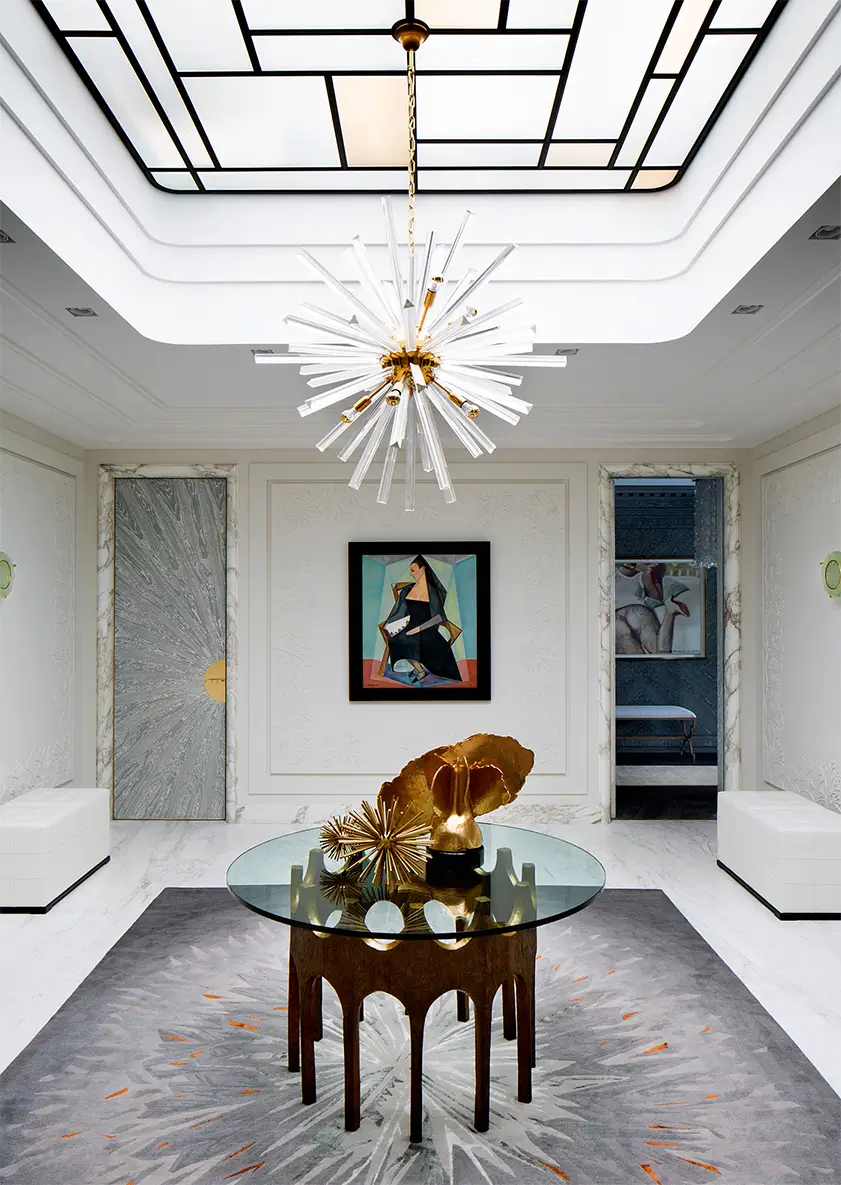 Luxury hallway with glass ceiling